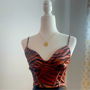 Thirty thirty brand SMALL sexy brown/black tiger print bustier camisole.